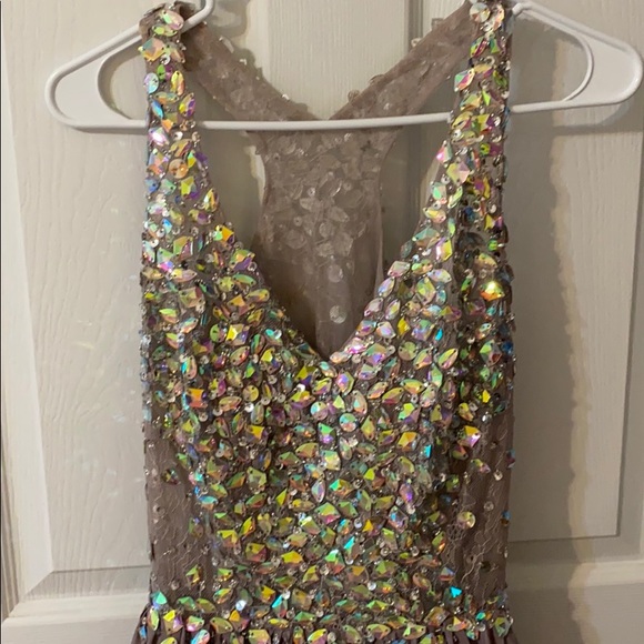 Short Iridescent Sparkle Purple Homecoming Dress - Picture 3 of 5